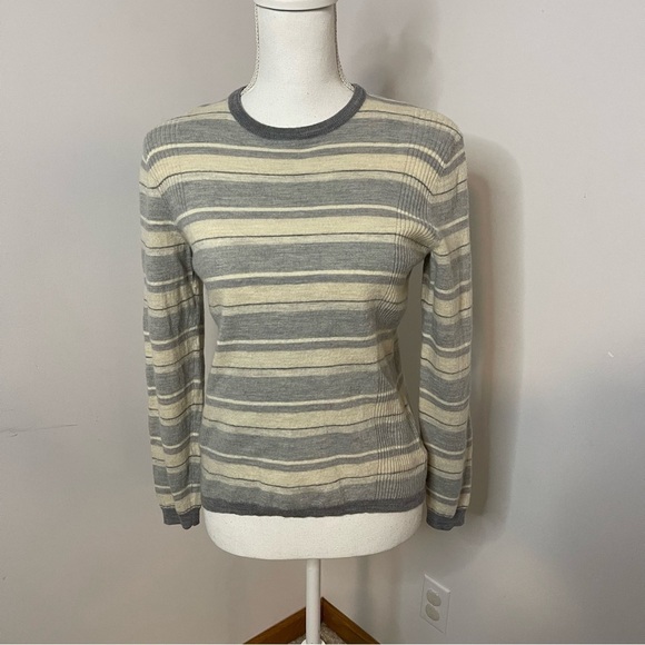 Calvin Klein 100% merino wool long sleeve crewneck striped sweater - Picture 1 of 6